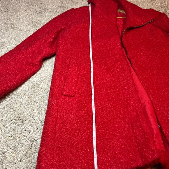 Ann Taylor Loft Boucle Funnel Neck Red Winter Coat Large - Picture 9 of 10